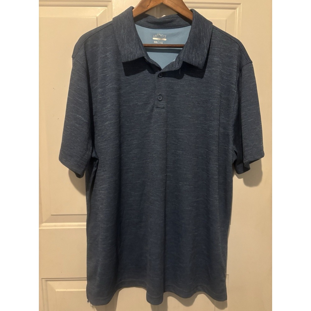 BCG Golf Polo Shirt Men's 2XL Blue Striped Short Sleeve Sport